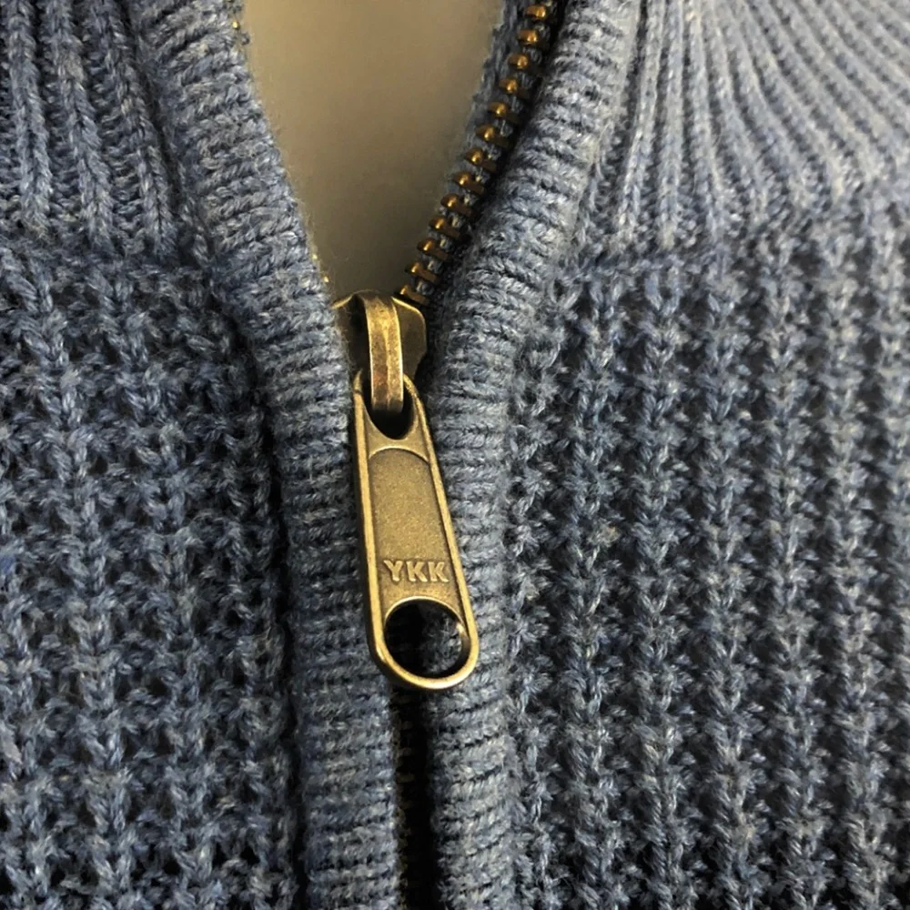 J. Crew Waffle Knit Blue Quarter Zip Pullover